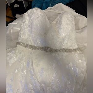 White Strapless Gown with glitter Accents